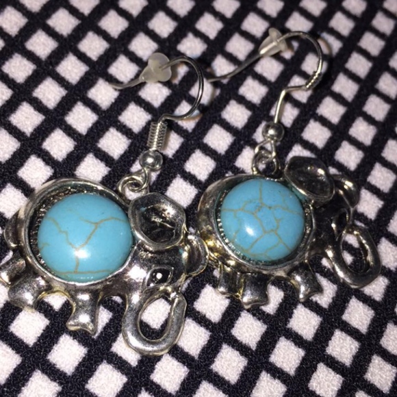 Turquoise Elephant Earrings - Picture 4 of 5